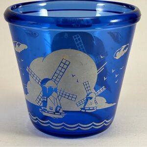 Hazel Atlas 1940’s Blue Glass with Windmill Design